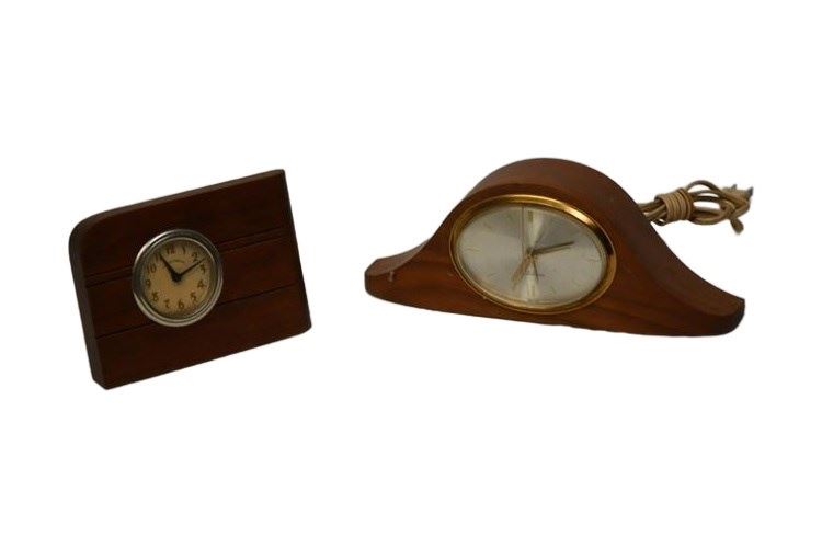 Two (2) Vintage Wooden Mantle Clocks