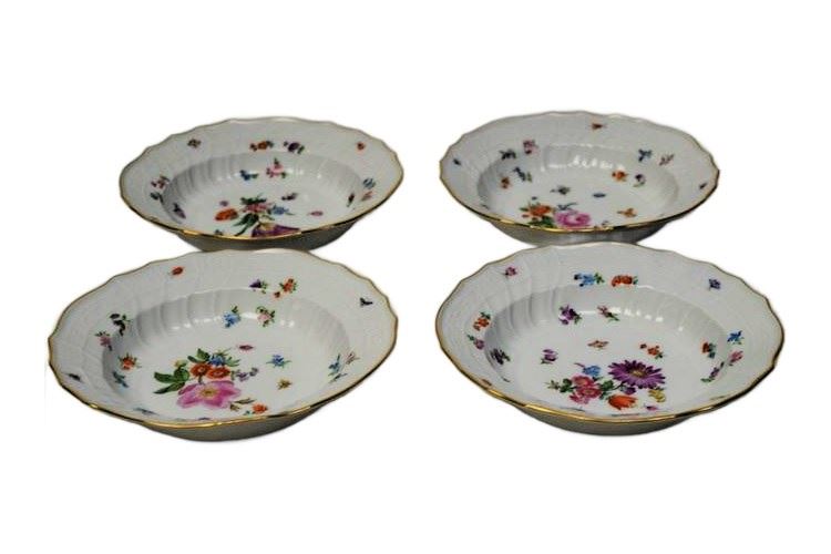 Four (4) Meissen Porcelain Scattered Flower Bowls