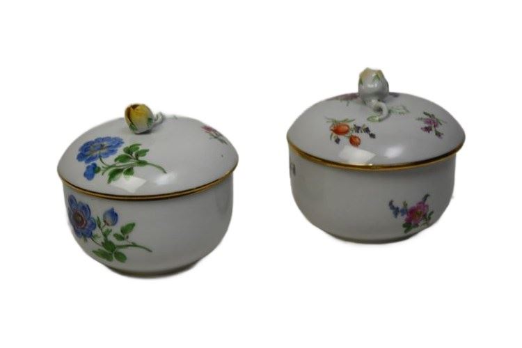 Two (2) Meissen Floral Pattern Lidded Dishes