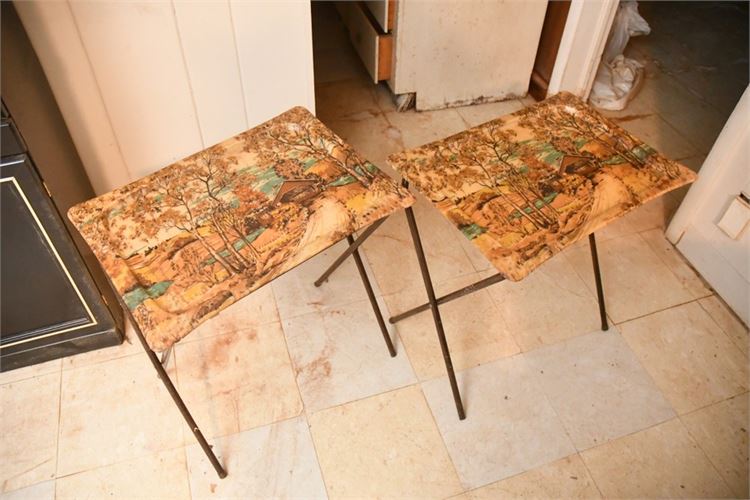 Pair Vintage Painted Tray Tables