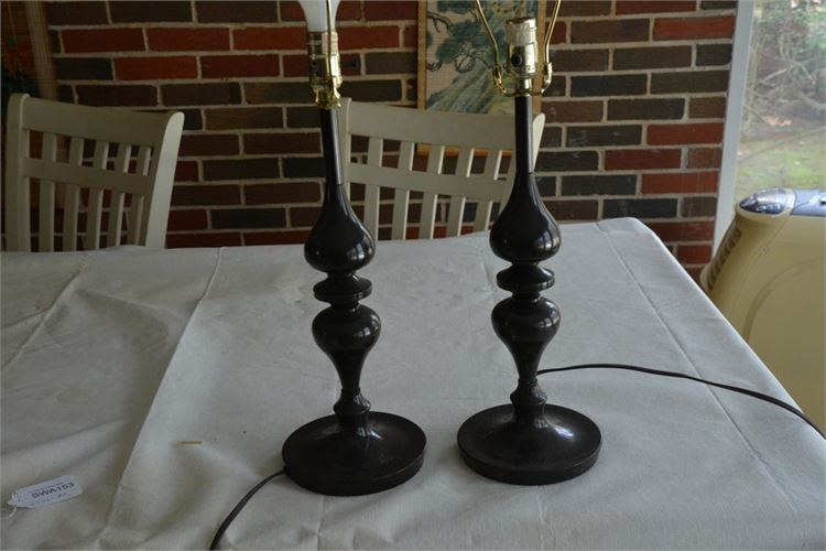 Pair Black Table Lamps