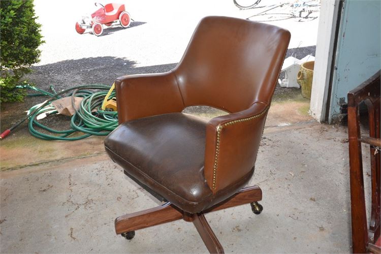 Vintage Leather Upholstered Desk Chair