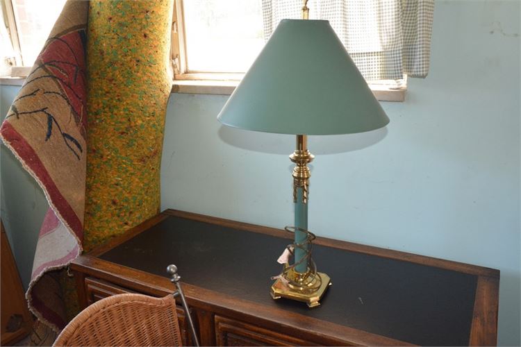 Vintage Teal Table Lamp With Shade