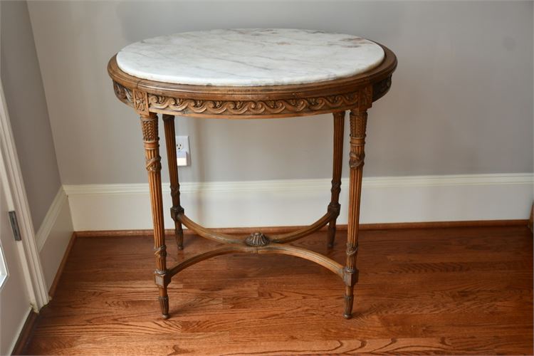Carved Marble Top Occasional Table