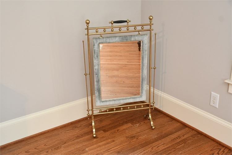 Vintage Brass Standing Mirror