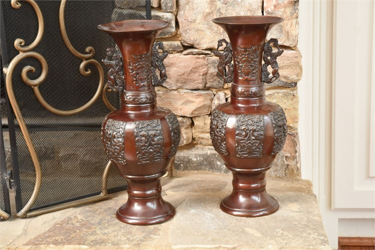 Pair Chinese Bronze Vases