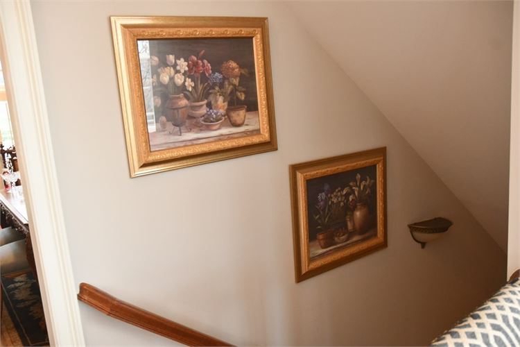 Pair Tablescapes In Gilt Frames