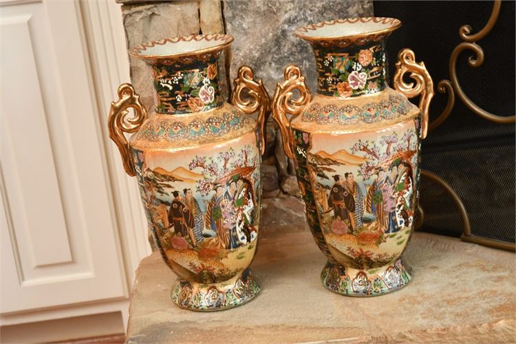 Pair Royal Satsuma Porcelain Vases