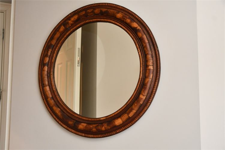 Round Bamboo Framed Wall Mirror