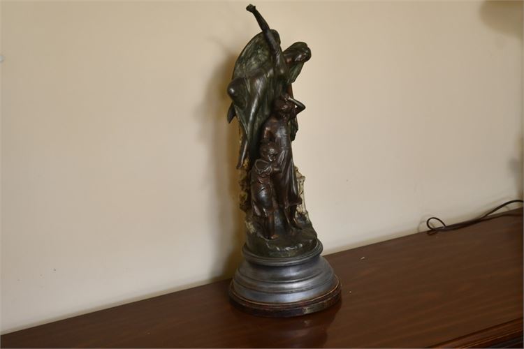 ANGE GARDIEN Par Brossy Bronze Patinated Sculpture