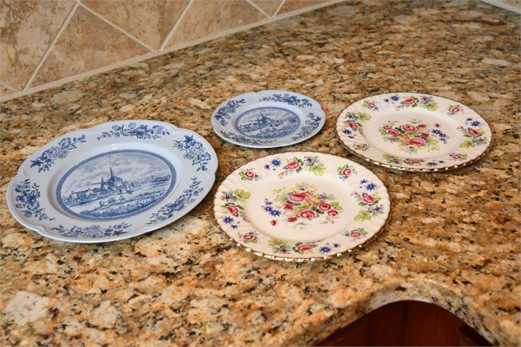 Four (4) Patterned Plates