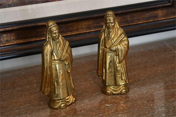 Pair Gilt Chinese Figures