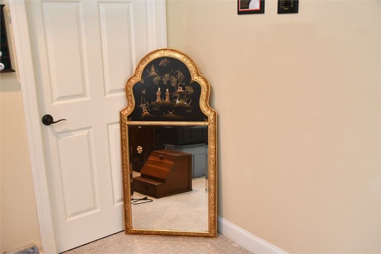 Trumeau Gilded Wall Mirror with Hand-Painted Scenes