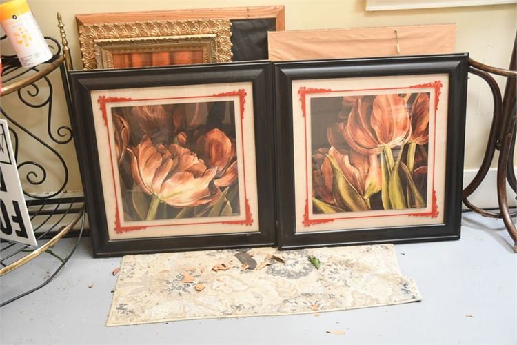 Pair Decorative Framed Floral Prints