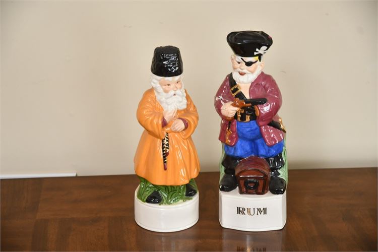 Two (2) Vintage Alberta's Vodka and Rum Liquor Hand Painted Decanters