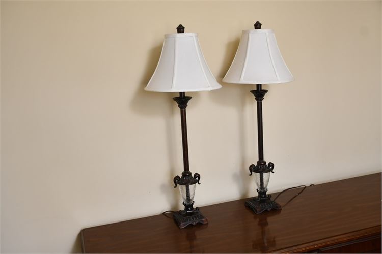 Pair Stick Lamps with Shades