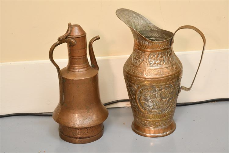 Vintage Copper Pitcher and Kettle