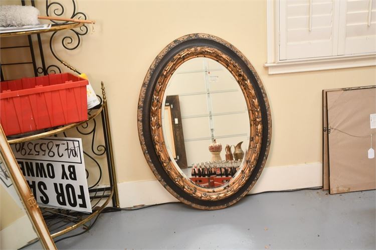 Painted and Gilt Oval Wall Mirror