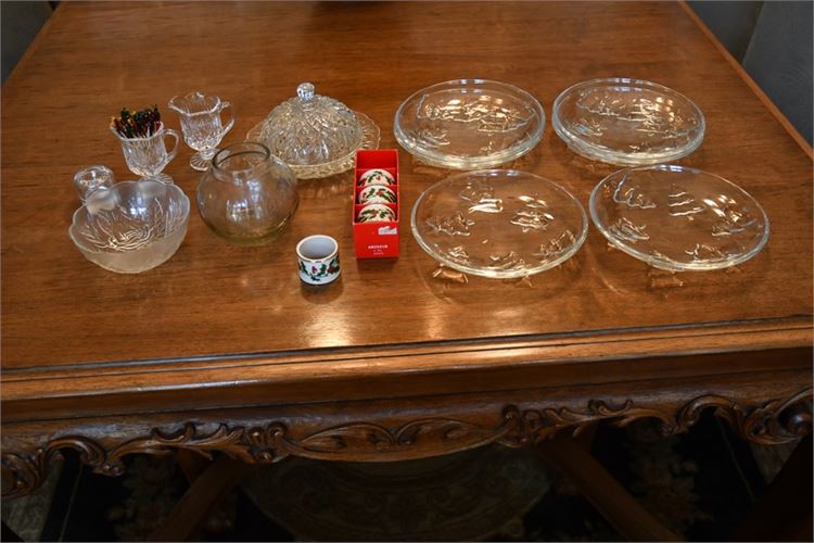 Group Vintage Glass Dishes and Table Top Objects