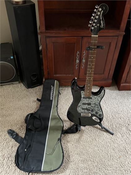 Squire Electric Guitar with Stand, Carrying Bag