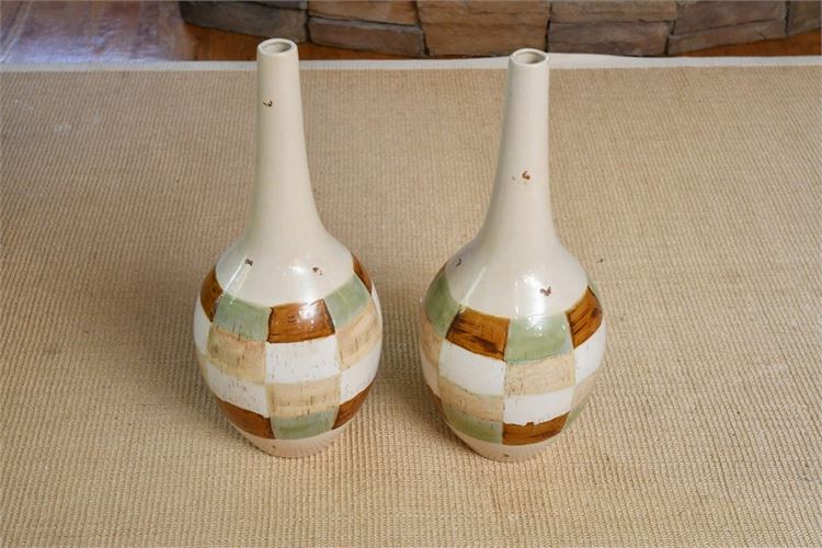 Pair Contemporary Bottle Neck Vases