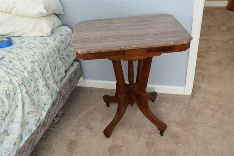 Antique Stone Top Side Table
