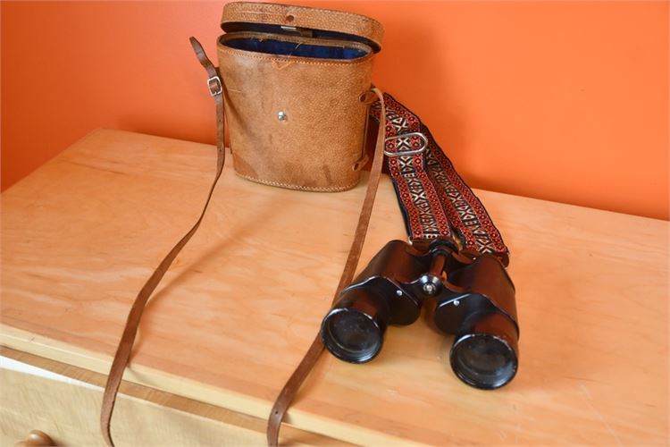 Binoculars and Leather Case