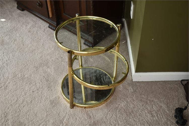 Tiered Bras and Glass End Table