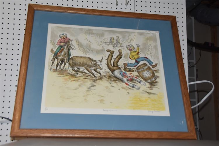 George Crionas (1925-2004) "Rodeo Clowns"  is an LITHOGRAPH SIGNED & NUMBERED