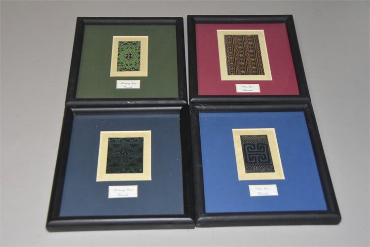 Four (4) Framed Fabric Swatches