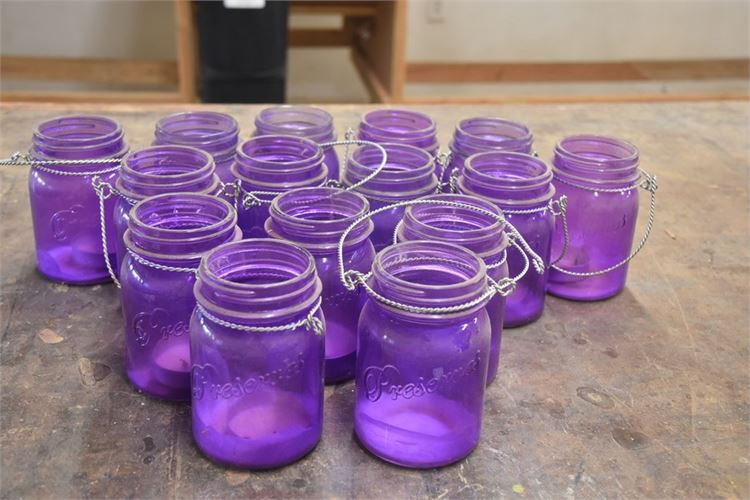 Group Purple Glass Jars