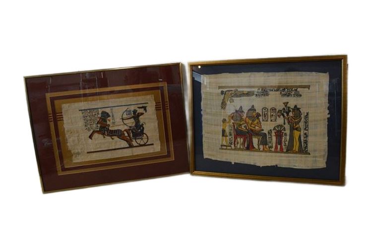Two (2) Framed Egyptian Papyrus Prints