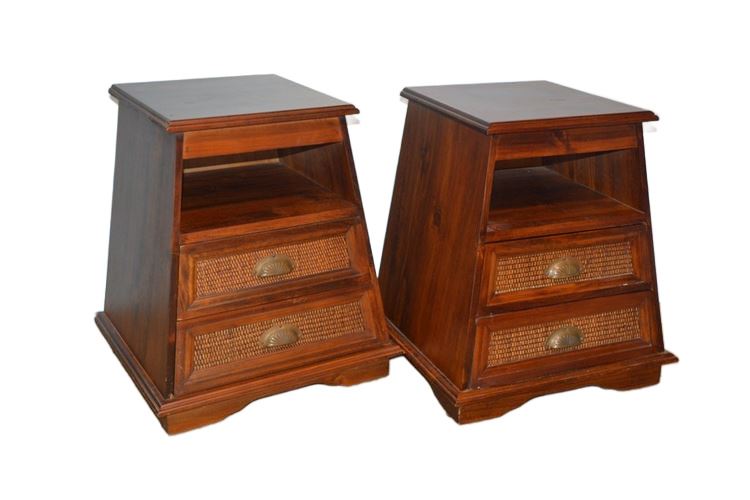 Pair Mahogany Pier One End Table / Side Table