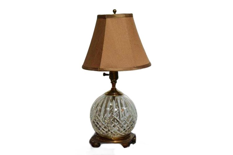 Waterford Lismore Lamp With Shade, Brass Footed