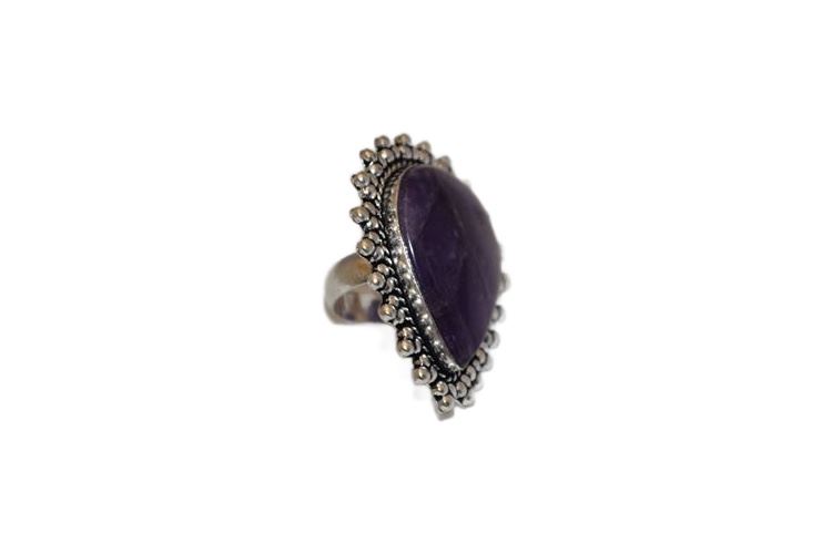 Amethyst and German Silver Ring