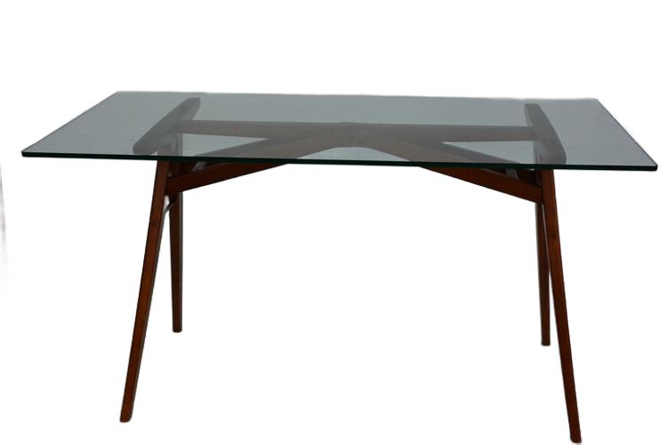 Modern Style Wood Base Glass top Writing Table