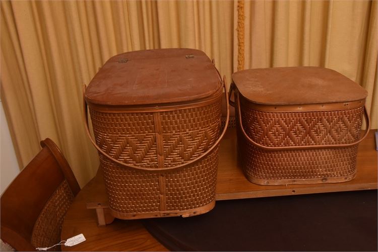 Two (2) Vintage Hawkeye Picnic Baskets