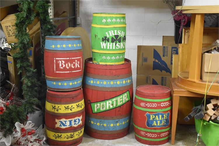 Group Decorative Painted Barrels