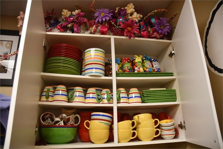 Group Multi Coloredn5 Sonoma Dishes and Faux Flowers