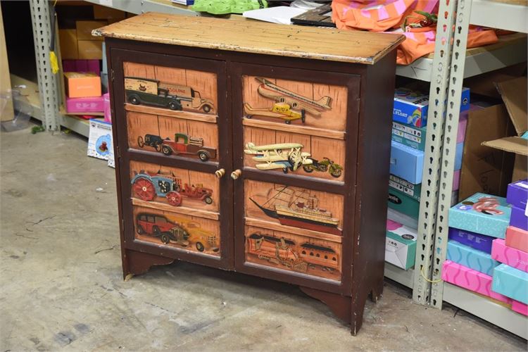 Carved and Painted Aviation Themed Cabinet