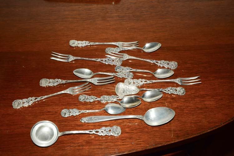 Fifteen (15) .800 Silver Small Serving Items