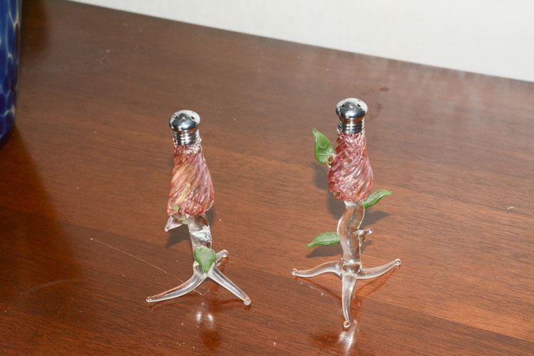 Hand Blown Glass Salt and Pepper Shakers