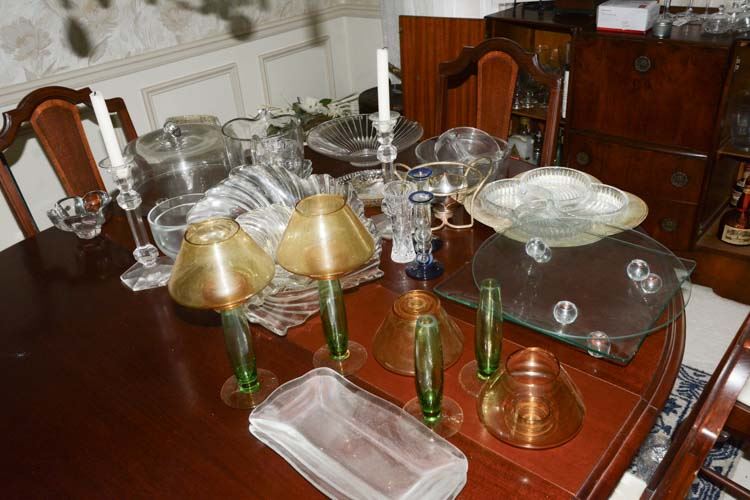 Group of Glass Dinner Party Items