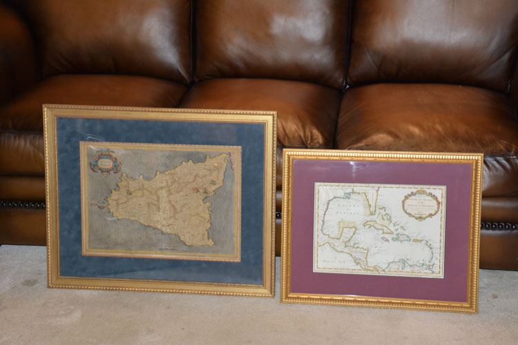 Two (2) Framed Map Prints