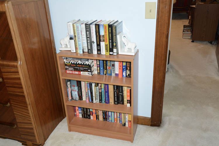 Bookcase with Books and Bookends