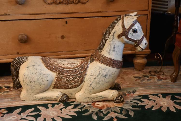 Carved and Painted Recumbent Horse