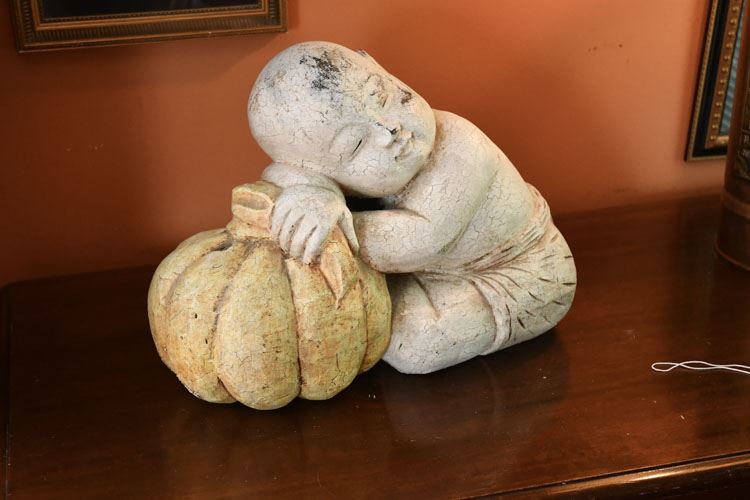 Carved Chinese Figure Boy with Melon