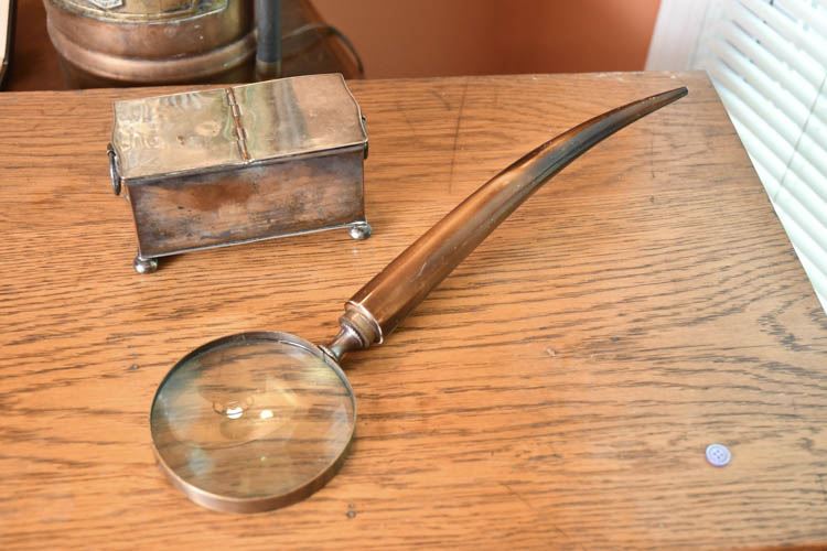 Desk  Top Magnifying Glass and Stamp Tray