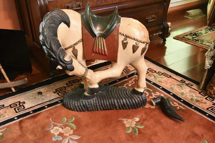 Carved and Painted Wooden Horse