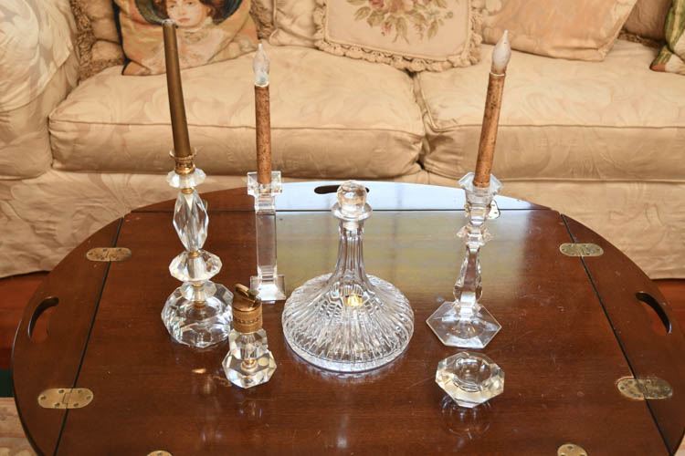 Group Crystal Candlesticks and Decanter